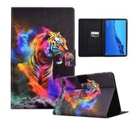 LSPCASA Housse Protection pour Huawei Mediapad M5 Lite 10.1 Pouces Coque Huawei Mediapad M5 Lite avec Fentes pour Cartes Béquille Etui Huawei M5 Lite Tigresse