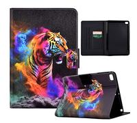 LSPCASA Housse Protection pour iPad Mini 1/2/3/4/5 Coque iPad 5eme Generation avec Fentes pour Cartes Béquille Etui avec avec Réveil/Veille Automatique Coque iPad Mini 4 Tigresse