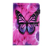Lspcase Coque Galaxy Tab A 8.0 2019 Etui Housse en Cuir Portefeuille Folio Flip Stand Coque de Protection avec Fente pour Carte pour Samsung Galaxy Tab A 8.0 2019 SM-T290 / SM-T295 Papillon Rose