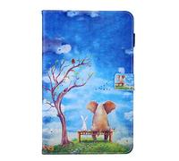 Lspcase Coque Galaxy Tab A 8.0 2019 Etui Housse en Cuir Portefeuille Folio Flip Stand Coque de Protection avec Fente pour Carte pour Samsung Galaxy Tab A 8.0 2019 SM-T290 / SM-T295 Éléphant et Lapin