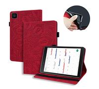 Lspcase Coque Galaxy Tab A 8 Pouces 2019 Motif Mandala Fleur PU Cuir Flip Housse Étui Cover Pochette Support avec Porte-Cartes et Porte-Stylo pour Samsung Galaxy Tab A 8.0 2019 SM-T290 SM-T295 Rouge
