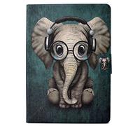 Lspcase Coque Huawei Media T3 10 9.6 Pouces Etui Flip Cover Coque en Cuir PU avec TPU Silicone Housse Stand Support，Fonction Sommeil/Réveil Automatique et Carte de Crédit Slot - Bébé Éléphant