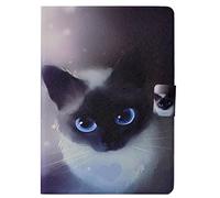 Lspcase Coque Huawei Media T3 10 9.6 Pouces Etui Flip Cover Coque en Cuir PU avec TPU Silicone Housse Stand Support，Fonction Sommeil/Réveil Automatique et Carte de Crédit Slot - Chat Noir