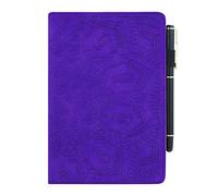 Lspcase Coque Huawei Mediapad T5 10.1 Pouces Etui en Cuir Portefeuille Cover Flip Stand Housse de Protection Tablette avec Porte-Stylo pour Huawei Mediapad T5 10 10.1" Motif Mandala Fleur Violet