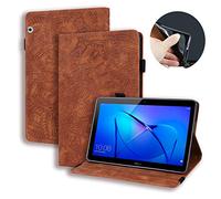 Lspcase Coque Huawei Mediapad T5 10.1 Pouces Etui en Cuir Portefeuille Cover Flip Stand Housse de Protection Tablette avec Porte-Stylo pour Huawei Mediapad T5 10 10.1" Motif Mandala Fleur Marron