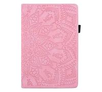 Lspcase Coque Huawei Mediapad T5 10.1 Pouces Etui en Cuir Portefeuille Cover Flip Stand Housse de Protection Tablette avec Porte-Stylo pour Huawei Mediapad T5 10 10.1" Motif Mandala Fleur Rose