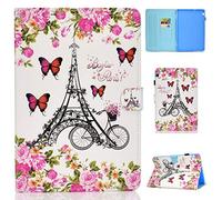 Lspcase Coque Huawei Mediapad T5, Etui Mediapad T5 10 Housse en Cuir Premium Flip Stand Case Portefeuille Cover avec Porte-Stylo et Carte de Slot pour Huawei Mediapad T5 10.1 Pouces Tour Eiffel