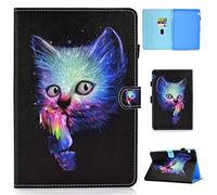 Lspcase Coque Huawei Mediapad T5, Etui Mediapad T5 10 Housse en Cuir Premium Flip Stand Case Portefeuille Cover avec Porte-Stylo et Carte de Slot pour Huawei Mediapad T5 10.1 Pouces Chat Bleu