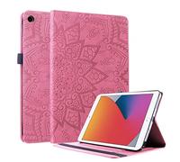 Lspcase Coque iPad 10.2, Etui iPad 2019 7 Génération Housse Etui Flip Portefeuille Protecteur Wallet Etui Porte-Carte Case avec Stand Cover pour iPad 10.2 Pouces 2019 Motif Mandala Fleur Rose
