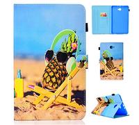 Lspcase Etui Samsung Tab A6 10.1 Pouces, Flip Smart PU Leather Silicone Interne Fonction Stand Housse Coque Protection pour Samsung Galaxy Tab A6 10.1 Pouces SM-T580 SM-T585 2016 Ananas et Plage