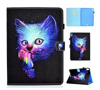 Lspcase iPad Pro 11.0 2018 Etui en PU Cuir iPad Pro 11.0 Pouces Flip Support Antichoc Housse Coque de Protection avec Carte de Crédit Slot, Fermeture Magnétique, Porte-Stylo Chat Bleu