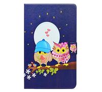 Lspcase Samsung Galaxy Tab E 9.6 Pouces SM-T560 / T561 Coque Motif Une Paire de Chouettes PU Cuir Flip Housse Étui Cover Case Pochette Support avec Porte-Cartes pour Samsung Galaxy Tab E 9.6 Pouces