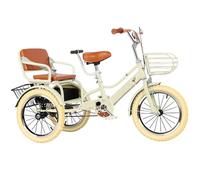 LSQXSS Grands tricycles à pédales avec Roue Gonflable,vélo Tandem 3 à 10 Ans,Banquette arrière avec Ceinture,tricycles pour Tout-Petits avec accoudoir