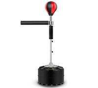 LSQXSS Sac de boxe de fitness à barre rotative réflexe réglable en hauteur pour adulte, balle de vitesse à rebond rapide, bras pivotant flexible à 360°, sac de frappe autoportant avec base à ventouse