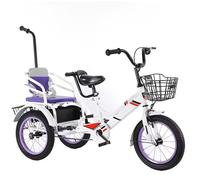 LSQXSS Tricycle à pédales pour Enfants, vélos de croisière d'extérieur avec siège Passager, vélo à 3 Roues, vélo Pousse-Pousse, Tricycle pour Tout-Petits avec Tige de poussée, Frein Simple
