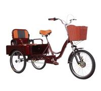 LSQXSS Tricycle Cruiser avec Cabine de Chargement arrière,Tricycle Pousse-Pousse avec pédales pour Seniors et Adultes,vélo à 3 Roues avec siège arrière Pliable,Fourche Avant hydraulique