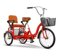 LSQXSS Tricycle de 16 Pouces pour Adultes et Enfants, vélos de croisière d'extérieur avec siège Passager, vélo Pliant à 3 Roues, Grands tricycles à pédales avec Roue Gonflable, Tricycle Rickshaw
