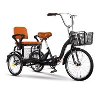 LSQXSS Tricycle de 16 Pouces pour Adultes et Enfants, vélos de croisière d'extérieur avec siège Passager, vélo Pliant à 3 Roues, Grands tricycles à pédales avec Roue Gonflable, Tricycle Rickshaw