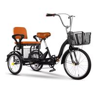 LSQXSS Tricycle de 16 Pouces pour Adultes et Enfants, vélos de croisière d'extérieur avec siège Passager, vélo Pliant à 3 Roues, Grands tricycles à pédales avec Roue Gonflable, Tricycle Rickshaw