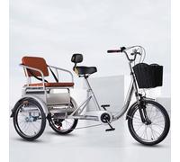 LSQXSS Tricycle pour Personnes âgées avec Changement de Vitesse à 6 Vitesses,Fourche Avant à Amortisseur, Tricycle de croisière pour se détendre et Voyager, vélos à 3 Roues avec siège arrière