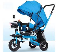 LSQXSS Tricycle pour s'asseoir et s'allonger, Poussette multifonctionnelle, Chariot Tricycle à Pousser pour Parents avec auvent Amovible et poignée de poussée, siège pivotant avec Garde-Corps