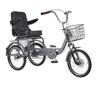LSQXSS Tricycle Senior avec siège Large et Dossier Pliable, vélo à 3 Roues avec Suspension Avant, Tricycle monoplace, Frein à Disque Avant, siège et Guidon réglables, Roues en Caoutchouc de 18 Pouces