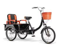 LSQXSS Tricycles de de Pousse-Pousse de vélo à pédales pour Personnes âgées avec Fourche Avant d'amortisseur,Tricycle à Passager et Cargo,siège Passager arrière,Cabine arrière,Tricycle Tandem Adulte