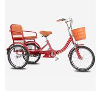 LSQXSS Tricycles Pousse-Pousse pour Personnes âgées, Tricycle de croisière pour Adultes,Doubles Freins, vélo Pliant à 3 Roues, siège Passager arrière, Fourche Avant à Absorption des Chocs