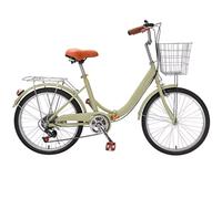 LSQXSS Vélo Pliant pour Femme, vélos Hybrides à 7 Vitesses, vélo de Ville à Cadre Bas, Porte-Bagages arrière, vélos de Banlieue à pédales Confortables, Freins Avant et arrière