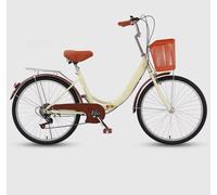 LSQXSS Vélo Pliant pour Hommes et Femmes,vélos Hybrides à 6 Vitesses, vélo de Ville à Cadre Bas,vélos Tandem,siège arrière en éponge,Doubles Freins,vélos de Banlieue à pédales Confortables