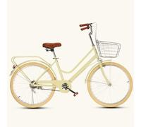 LSQXSS Vélos de Ville rétro pour Hommes et Femmes,vélo de Banlieue pour Adultes pour Voyager,vélo à pédales léger pour Adolescents,Doubles Freins,Garde-Boue Avant et arrière,Porte-Bagages arrière