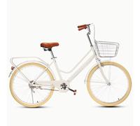 LSQXSS Vélos de Ville rétro pour Hommes et Femmes,vélo de Banlieue pour Adultes pour Voyager,vélo à pédales léger pour Adolescents,Doubles Freins,Garde-Boue Avant et arrière,Porte-Bagages arrière