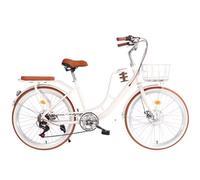 LSQXSS Vélos Hybrides à 7 Vitesses, vélo de Ville à Cadre Bas, vélos Tandem, Porte-Bagages arrière, vélos de Banlieue Confortables avec pédales, Freins Avant et arrière, Guidon de Selle réglable