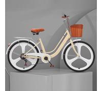 LSQXSS Vélos Hybrides à 7 Vitesses, vélo de Ville à Cadre Bas, vélos Tandem, Porte-Bagages arrière, vélos de Banlieue Confortables avec pédales, Freins Avant et arrière, Guidon de Selle réglable