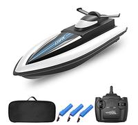 LSRC Bateau télécommandé, 2,4 GHz, étanche, jouet de course pour lacs, piscines, mers, cadeau pour enfants, garçons, filles, 80 m, vitesse 15-20 km/h, batterie rechargeable incluse