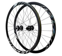 LSRRYD Jeu De Roues 700C Axe Traversant Roues Vélo De Route Frein Disque 8 9 10 11 12 Vitesse Moyeux Roulement Cassette 24H 30MM Jantes Alliage D'aluminium (Color : Black, Size : Front15*100)