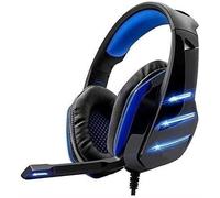 Lsrskkmn Casque de jeu, contrôleur de volume, microphone antibruit, réduction du bruit, 3,5 mm, casque de jeu professionnel, noir mat