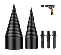 LSRVNM Fendeuse Bois Cône, 32mm + 42mm Fendeuse de Bûches avec 3 Poignées, Carré/Rond/Hexagonal, Foret de Fendage de Bois, Perceuse Tige Conique Pour Fendeuse à Bois… (32mm + 42mm)