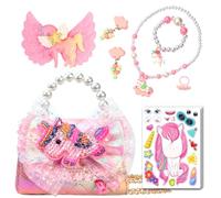 LSSAGOON Licorne Sac A Main Petite Fille, Sac Bandoulière Crossbody Enfant avec Habiller des Bijoux Accessoires, Mini Joli Perle Porte Monnaie, Cadeau Fille pour Anniversaire Paques Noel