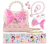 LSSAGOON Sirène Sac A Main Petite Fille, Sac Bandoulière Crossbody Enfant avec Habiller des Bijoux Accessoires, Mini Joli Perle Porte Monnaie, Cadeau Fille pour Anniversaire Paques Noel