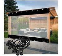 LSSHQ Panneau PVC Exterieur 0,5mm Rideaux de Terrasse Panneau Pergola Extérieur Rideaux Extérieurs Imperméables avec Oeillets (Color : Transparent+Noir, Size : 1.80x2.20m)