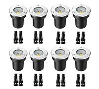 LSSHQ Spot LED Exterieur Encastrable avec connecteurs Lampe Jardin enterré IP67 étanche Blanc Chaud 12V Basse Tension pour l'éclairage extérieur d'allée, de terrasse, de Marche et de Jardin