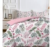 LSSLK Couette 180x220 Imprimée Blanc Couette 4 Saisons Floral Couette sans Housse Couette 1 Personne en Microfibre, Couette Réversible Ultra Douce Lavable en Machine