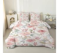 LSSLK Couette 200x200 Imprimée Feuillage VéGéTal pour 2 Personnes, Couette 4 Saisons Motif Style Campagne, Edredon sans Housse Lavable Reversible avec 2 Taies d'oreiller #Y910