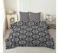 LSSLK Couette 200x220 Motif Vintage Imprimée, Edredon Chaud 4 Saisons Réversible Style BohèMe Couette 2 Personnes Lavable avec 2 Taies d’Oreiller #Y947