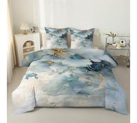 LSSLK Couette 220x240 Floral Imprimée, Edredon 4 Saisons Réversible Abstrait Couette sans Housse Lavable avec 2 Taies d’Oreiller #Y459