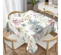 LSSLK Nappe Carrée 140x140 cm ChrysanthèMes, Nappe de Table Anti Tache Imperméable Lavable Motif Floral Vintage pour Balcon Table Basse Petite Table Cuisine Jardin Terrasse Décoration D-87