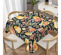 LSSLK Nappe Carrée 160x160 cm Oiseaux et Printemps, Nappe de Table Anti Tache Imperméable Lavable Floral Printaniere pour Balcon Table Basse Petite Table Cuisine Jardin Terrasse Décoration Y-47