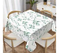 LSSLK Nappe Carrée 90x90 cm Feuilles d'Eucalyptus, Nappe de Table Anti Tache Imperméable Lavable Botanique Printemps pour Balcon Table Basse Petite Table Cuisine Jardin Terrasse Décoration Y-102