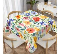 LSSLK Nappe Carrée 90x90 cm Fleurs ColoréEs, Nappe de Table Anti Tache Imperméable Lavable Printemps éTé pour Balcon Table Basse Petite Table Cuisine Jardin Terrasse Décoration Y-83